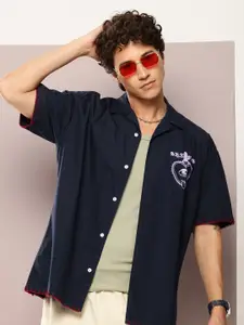 Kook N Keech Graphic Printed Drop-Shoulder Sleeves Pure Cotton Relaxed Fit Casual Shirt