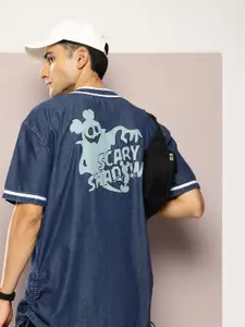 Kook N Keech Relaxed Fit Printed Drop-Shoulder Sleeves Chambray Pure Cotton Casual Shirt