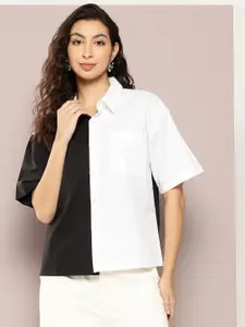 Kook N Keech Boxy Colourblocked Pure Cotton Casual Shirt