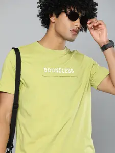 Kook N Keech Men Green Printed Round Neck Pure Cotton Relaxed T-shirt
