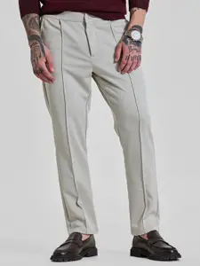Snitch Men Light Beige Mid-Rise Regular Fit Trouser