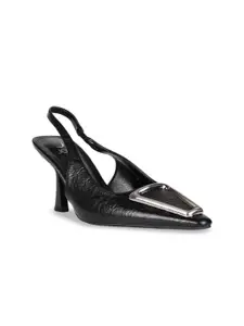 Jove Textured PU Slim Heeled Pumps