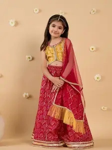 pspeaches Girls Printed Ready to Wear Lehenga & Blouse With Dupatta