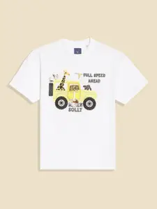 Allen Solly Junior Boys Biker Printed Applique T-shirt