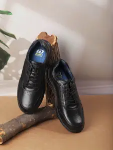 ID Men Textured Leather Oxfords