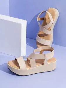 Inc 5 Striped Party Flatform Sandals with Laser Cuts