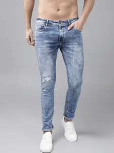 Roadster Men Blue Skinny Fit Mildly Distressed Heavy Fade Stretchable Jeans