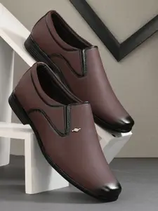 LEEPEETER Men Square Toe Formal Slip On Shoes