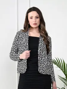 BAESD Geometric Printed Long Sleeves Open Front Shrug