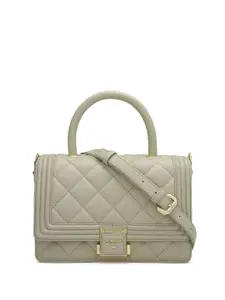 Da Milano Geometric Textured Leather Structured Satchel with Quilted