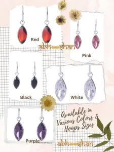 Abhooshan 925 Sterling Silver-Plated Cubic Zirconia Studded Oval Shaped Hoop Earrings