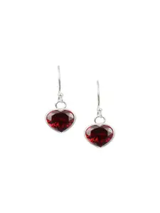 Abhooshan Sterling Silver Silver-Plated  Heart Shaped Drop Earrings