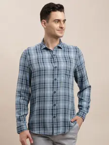 Turtle Men Relaxed Slim Fit Tartan Checks Opaque Checked Casual Shirt