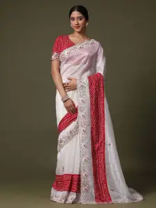 Saree mall Bandhani Embroidered Tissue Sarees