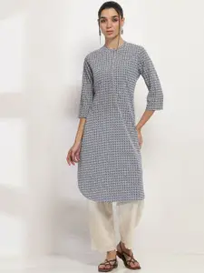 Rangriti Floral Printed Mandarin Collar Straight Kurta