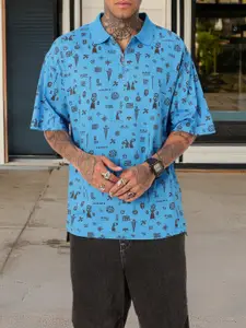 Kook N Keech Printed Polo Collar Oversized T-shirt