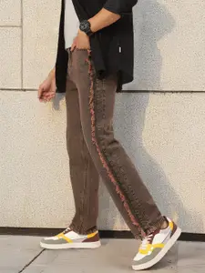 Kook N Keech Men Casual Cuts Frayed-Detail Straight Fit Jeans