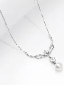 GIVA Sterling Silver Rhodium-Plated Necklace