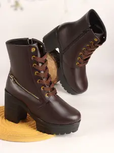 Killer Women Ankle Length Block Heel Lace Up & Side Zip Boots