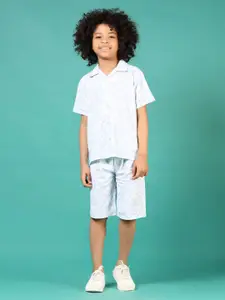 V-Mart Boys Printed Pure Cotton Shirt With Shorts