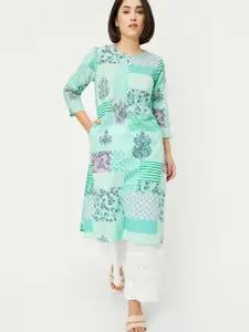 max Ethnic Motifs Printed Round Neck Flared Straight Kurta
