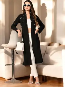 BAESD Embellished Long Sleeves Open Front Longline Shrug