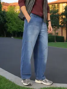 Kook N Keech Men Panelled Loose Fit Straight Light Fade Jeans