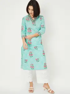 max Floral Printed V Neck Straight Kurta