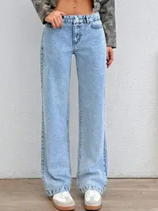 DressBerry Women Comfort Straight Fit High-Rise Light Fade Acid Wash Stretchable Jeans