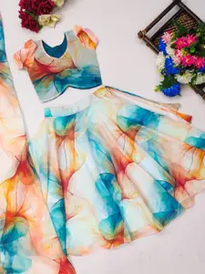 BAESD Girls Tie and Dye Printed Lehenga & Choli With Dupatta