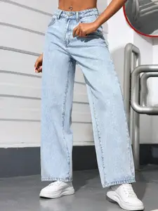 DressBerry Women Comfort Straight Fit High-Rise Light Fade Acid Wash Stretchable Jeans