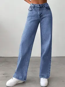 DressBerry Women Comfort Straight Fit High-Rise Light Fade Acid Wash Stretchable Jeans