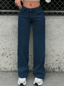 DressBerry Women Comfort Straight Fit High-Rise Light Fade Acid Wash Stretchable Jeans