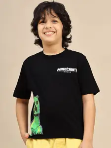 Kids Ville Boys Minecraft Printed Pure Cotton Crew Neck T-Shirt