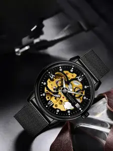 GIORDANO Men Printed Dial & Bracelet Style Straps Analogue and Digital Automatic Motion Powered Watch