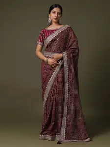 Saree mall Polka Dot Sequinned Silk Blend Belted Sarees