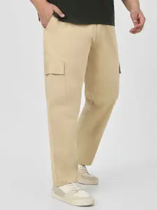Urbano Plus Men's Beige Regular Fit Solid Cargo Chino Pant with 6 Pockets