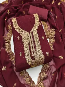 KALINI Floral Embroidered Thread Work Unstitched Dress Material