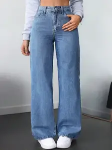 DressBerry Women Comfort Straight Fit High-Rise Light Fade Acid Wash Stretchable Jeans