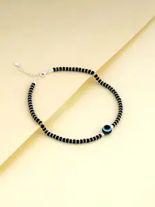 GIVA 925 Silver Rhodium-Plated Artificial Beads Beaded Evil Eye Protection Anklet