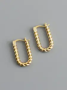 VAGHBHATT Stainless Steel Gold Plated U-Shaped Twisted Hoop Earrings