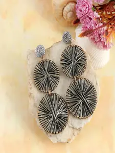 Sangria Gold Plated Artificial Beaded Classic Circular Shaped Drop Earrings