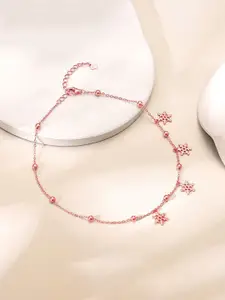 GIVA 925 Silver Rose Gold-Plated Frozen Charm Anklets