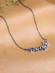 GIVA Silver Oxidised Necklace