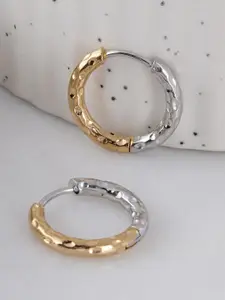 PALMONAS Silver & Gold-Plated Stainless Steel Anti-Tarnish Circular Hoop Earrings