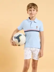 U.S. Polo Assn. Kids Boys Striped Polo Collar Applique T-shirt