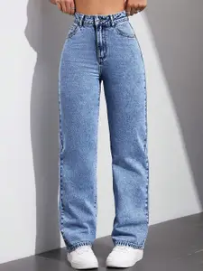 DressBerry Women Comfort Straight Fit High-Rise Light Fade Acid Wash Stretchable Jeans