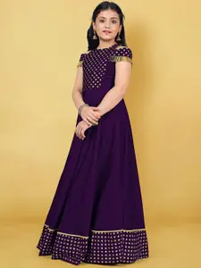 Sangria Girls Printed Fit & Flare Maxi Ethnic Dress