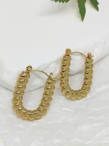 KRENOZ Gold-Plated Stainless Steel Twisted U Shaped Hoop Earrings