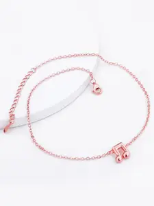 GIVA 925 Silver Rose Gold-Plated Musical Note Anklets